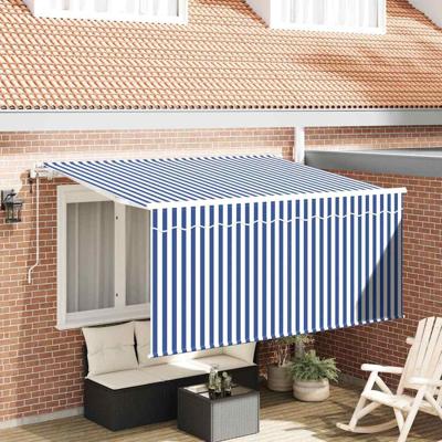 VidaXL Inklapbaar zonnescherm blauw en wit 300 x 200 cm