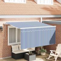 VidaXL Inklapbaar zonnescherm blauw en wit 300 x 200 cm - thumbnail