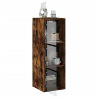 Wandkast met glazen deuren 35x37x100 cm gerookt eikenkleurig - thumbnail