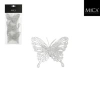 Mica Decorations Clip Vlinder 10x8 cm 3 Stuks Zilver - thumbnail