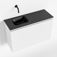 MONDIAZ OLAN 80cm toiletmeubel talc. LEX wastafel urban links geen kraangat - thumbnail