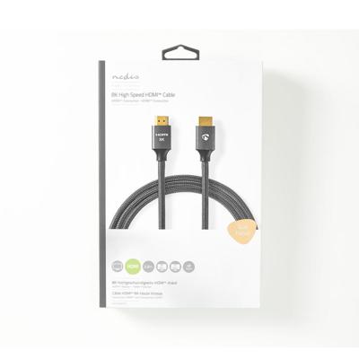 Ultra High Speed HDMI-Kabel | HDMI-Connector - HDMI-Connector | Gun Metal Grey | Gevlochten Kabel | 2,0 m