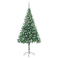 VidaXL Kunstkerstboom met verlichting en kerstballen 910 takken 210 cm - thumbnail