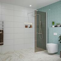 Fortifura Galeria inloopdouche - 80x200cm - rookglas - wandarm - mat wit SW797939/SW797906 - thumbnail