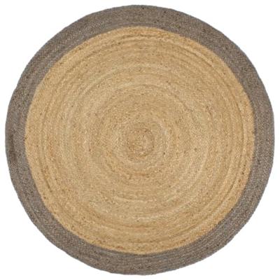 VidaXL Vloerkleed handgemaakt met grijze rand 240 cm jute VidaXL Vloerkleed handgemaakt met grijze rand 240 cm jute