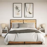 Nachtkastjes met LED-verlichting 2 st bewerkt hout wit - thumbnail