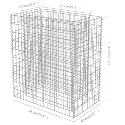 Gabion plantenbak 90x50x100 cm gegalvaniseerd staal - thumbnail