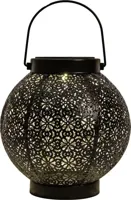Anna's Collection Solar lantaarn metaal 18 x 19 cm mat zwart warm wit - thumbnail