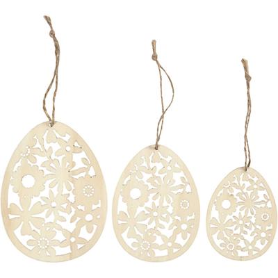 Creativ Company Ornamenten, h: 8+10+12 cm, b: 6+7,5+9 cm, dikte 3 mm, 3 stuk/ 1 doos