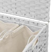 VidaXL Wasmand op wielen 66x35x60 cm rattan wit - thumbnail