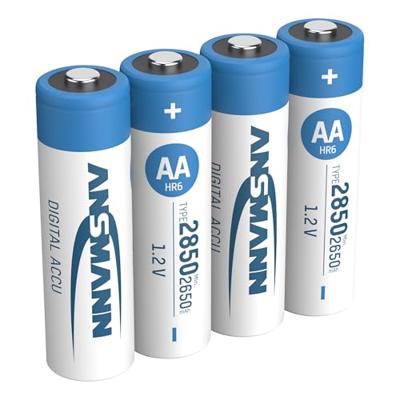 ANSMANN Accu AA 2.850 mAh (min. 2.650 mAh) NiMH 1,2 V (4 stuks) - oplaadbare penlitebatterijen AA, hoge capaciteit voor een hoog stroomverbruik