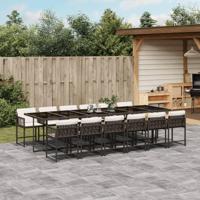 13-delige Tuinset met kussens poly rattan bruin - thumbnail