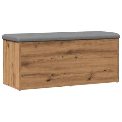 Opbergbankje 102x42x45 cm bewerkt hout artisanaal eikenkleur Opbergbankje 102x42x45 cm bewerkt hout artisanaal eikenkleur