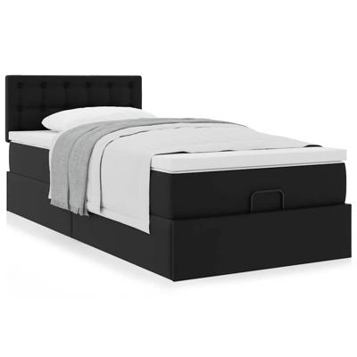Ottomaanse bed met matras 80x200cm kunstleer zwart
