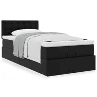 Ottomaanse bed met matras 80x200cm kunstleer zwart - thumbnail
