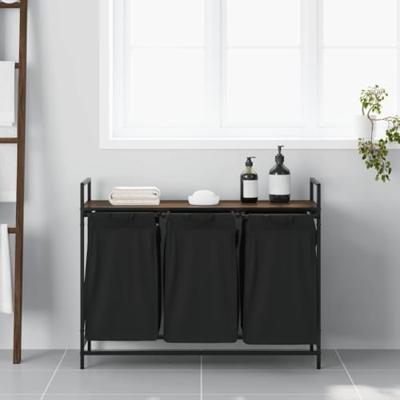 Wasmand 3 vakken met plank bruin eikenkleurig Wasmand 3 vakken met plank bruin eikenkleurig