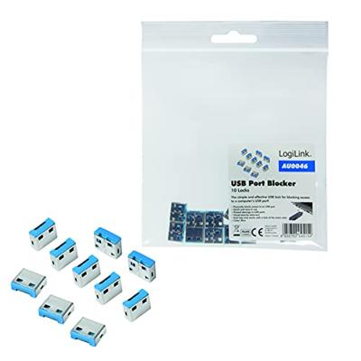 LogiLink USB PORT LOCK USB-A-poortslot Set van 10 stuks Zilver, Blauw Zonder sleutel LogiLink USB PORT LOCK USB-A-poortslot Set van 10 stuks Zilver, Blauw Zonder sleutel