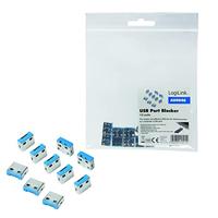 LogiLink USB PORT LOCK USB-A-poortslot Set van 10 stuks Zilver, Blauw Zonder sleutel - thumbnail