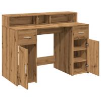 Bureau met LED-verlichting 120x55x91 cm hout artisanaal eiken - thumbnail