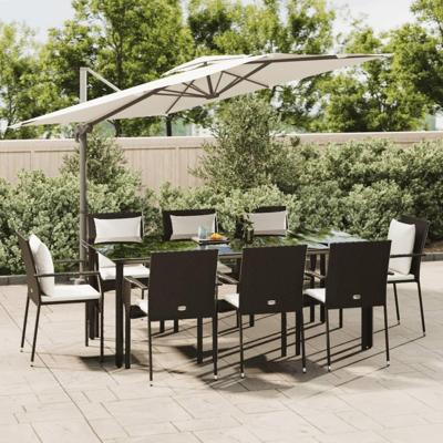 9-delige Tuinset poly rattan zwart