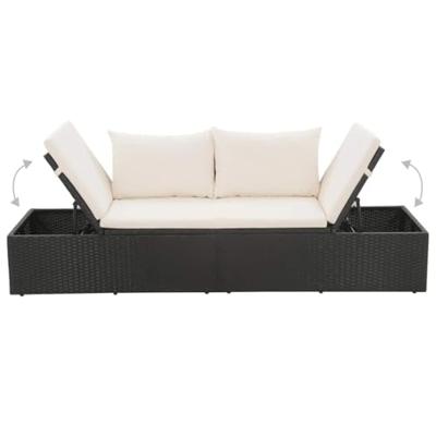 Tuinbed 195x60 cm poly rattan zwart