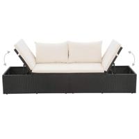 Tuinbed 195x60 cm poly rattan zwart - thumbnail