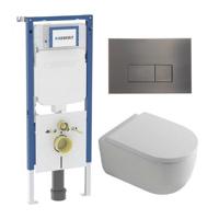 QeramiQ Dely Swirl Toiletset - 36.3x51.7cm - Geberit UP720 Duofix Sigma inbouwreservoir - 35mm zitting - gunmetal bedieningsplaat - rechthoekige knoppen - wit glans SW1237202/SW706199/SW1000767/SW1026256 - thumbnail