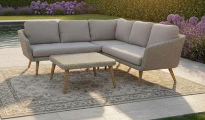 Mira corner set 3pcs light grey alu/wicker natural Eurofar - Eurofar Mira corner set 3pcs light grey alu/wicker natural Eurofar - Eurofar