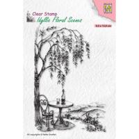 Nellie's Choice • idyllic floral scenes clear stempel outsite seating with tree - thumbnail