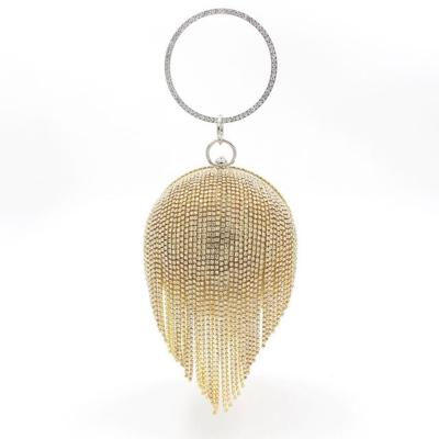 Diamond kwast vrouwen partij metalen Crystal Clutches avondtasjes bruiloft tas bruids schouder handtas (gouden Crystal tas)