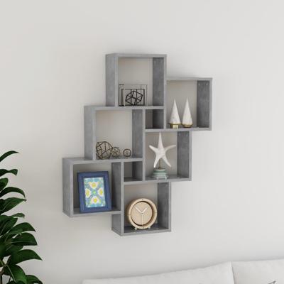 VidaXL Wandschap kubus 78x15x93 cm bewerkt hout betongrijs VidaXL Wandschap kubus 78x15x93 cm bewerkt hout betongrijs
