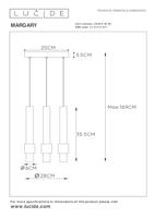Lucide MARGARY - Hanglamp - Ø 28 cm - LED Dimb. - 3x4W 2700K - Koffie - thumbnail