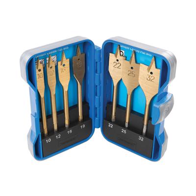 Silverline Speedboren - Vlinderboren met Titanium Coating - Ø 10 t/m 32 mm - 7 delig Silverline Speedboren - Vlinderboren met Titanium Coating - Ø 10 t/m 32 mm - 7 delig