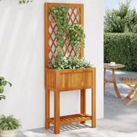 VidaXL Plantenbak met latwerk en schap 55x29,5x152 cm acaciahout - thumbnail