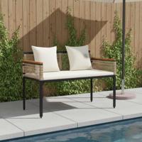 Tuinbank Beige en Crme Wit 117 x 54 x 74.5 cm poly rattan - thumbnail