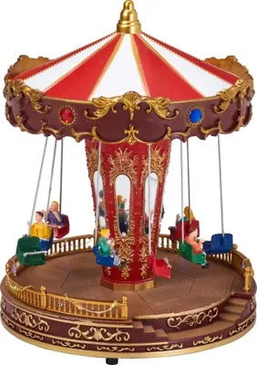 Kerst tafereel LED carrousel met geluid op batterijen Ø 21,5 x 27cm