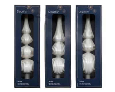 Piek glas L7,2b7,2h31 cm winterwit a3 Decoris - Decoris