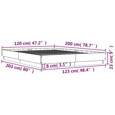 Bedframe met LED-verlichting grijs sonoma eikenkleur 120x200 cm