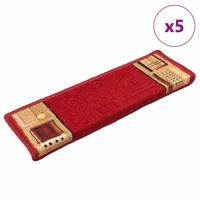 VidaXL Trapmatten zelfklevend 5 st 65x21x4 cm rood - thumbnail