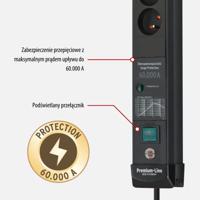 Brennenstuhl Premium-Line 60.000A Extension Lead With Surge Protection 4-Way Black 3M H05Vv-F 3G1,5 *Be* - 1951144400 - thumbnail