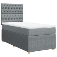 Boxspring met matras stof lichtgrijs 80x200 cm - thumbnail