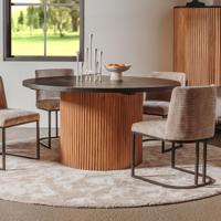 Tower Living Ronde Eettafel 'Palazzo' Teakhout en mineraal stucwerk, 150cm - thumbnail