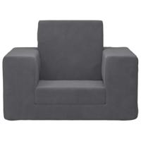 Kinderslaapbank zacht pluche antracietkleurig - thumbnail