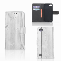 LG Q6 | LG Q6 Plus Book Style Case White Wood - thumbnail