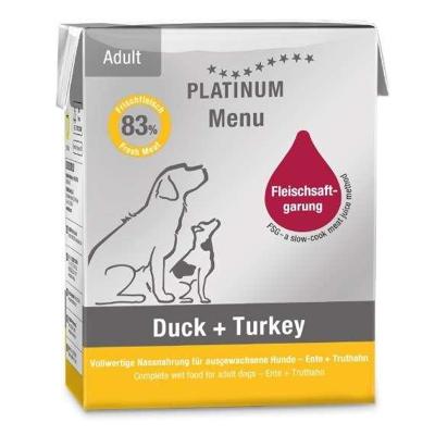 PLATINUM Menu Adult Duck+Turkey - natvoer voor honden - 375g