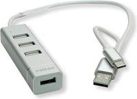 ROLINE USB 2.0 notebook hub, 4 poorten, type A+C aansluitkabel - thumbnail