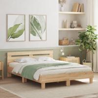 Bedframe met hoofdeinde en LED sonoma eikenkleurig 140x200 cm - thumbnail