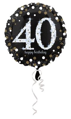 FolieBallon 40 jaar happy birthday zilver 43cm