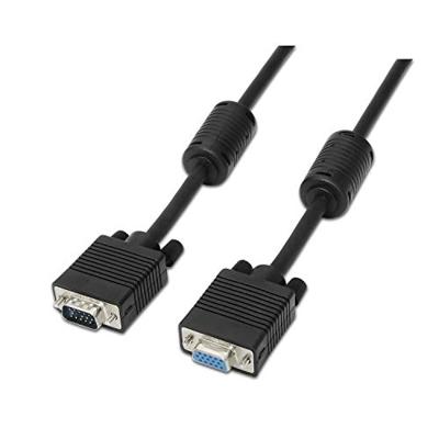 AISENS A113-0079 SVGA-kabel met ferriet (HDB15/stekker-HDB15/bus, 3 m, voor monitor/tv/projector) zwart
