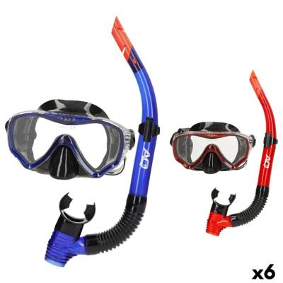 Snorkelbril en -buis voor Kinderen AquaSport Blauw Rood (6 Stuks)